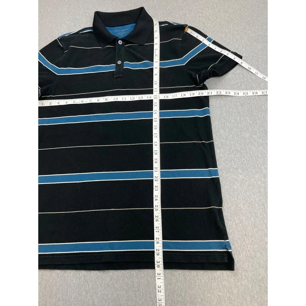 Banana Republic Polo Shirt Mens Large Striped Cotton Blend Stretch Short Sleeve
